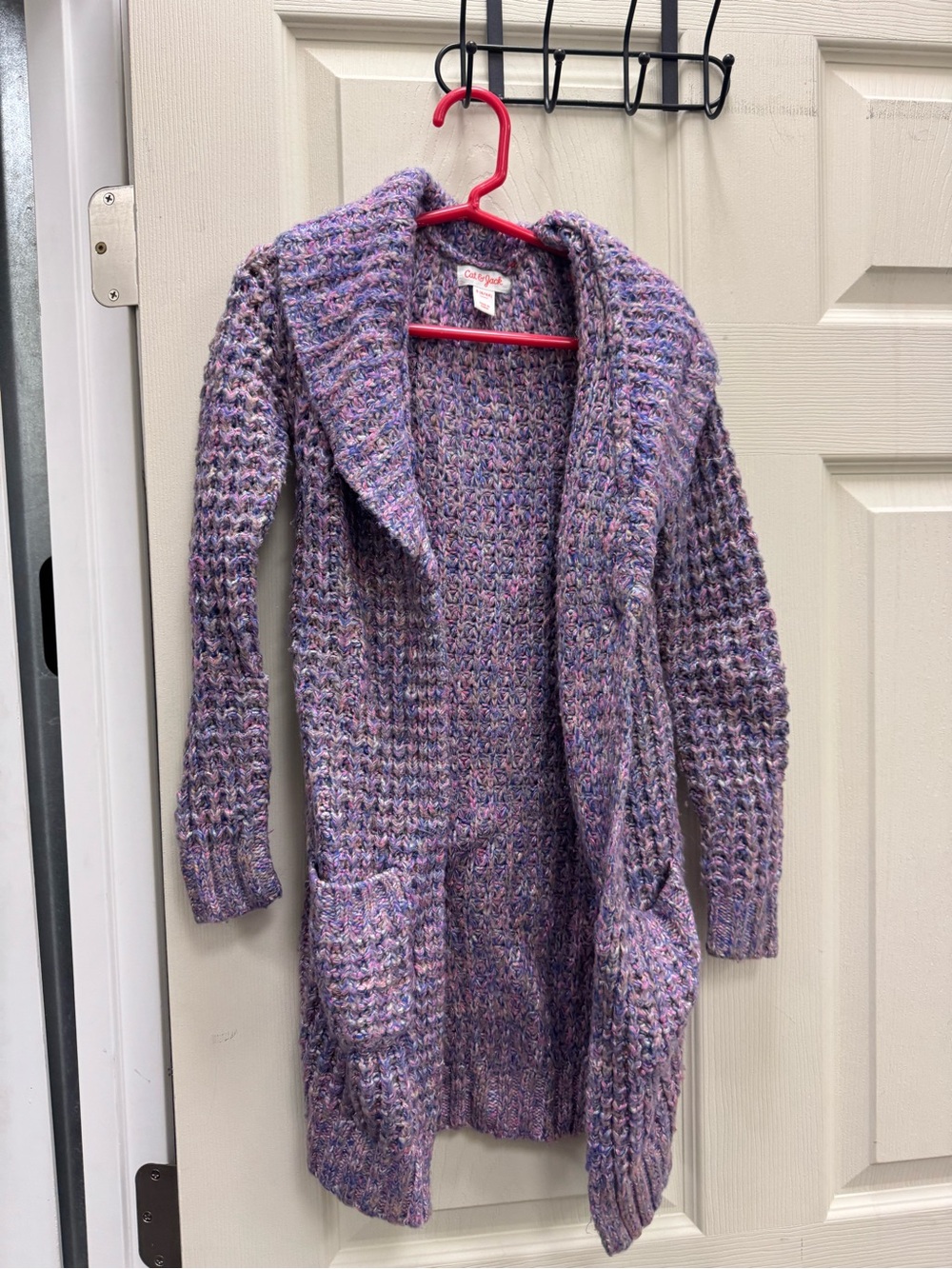 Kids Purple Multi-Color Knit Cardigan Sweater